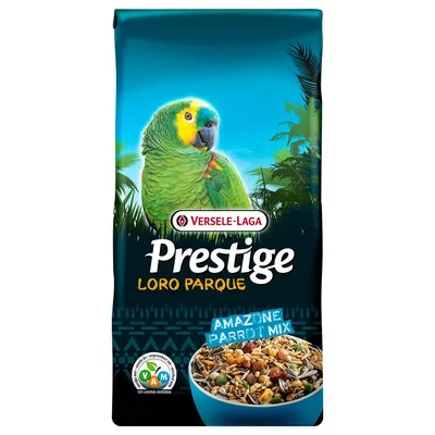 Versele-Laga Prestige Loro Parque Amazon Parrot Mix. VAM-certifikat for afbalanceret ernæring, blanding af frø og nødder.