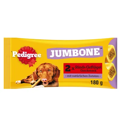 PEDIGREE® JUMBONE™ Adult Medium Dog Treats Beef & Poultry - Multibuy: 3 x 180g (6 Snacks) PEDIGREE® JUMBONE™ Adult Medium Dog Treats Beef & Poultry - Multibuy: 3 x 180g (6 Snacks)