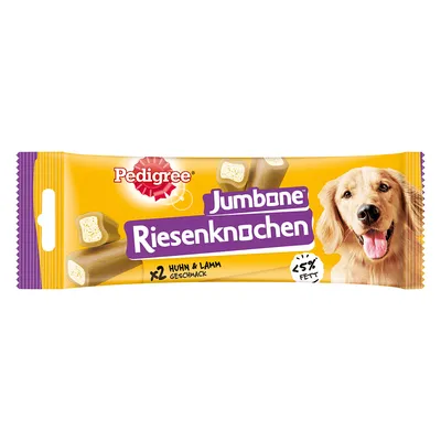 Pedigree Jumbone Riesenknochen, Huhn & Lamm Geschmack, x2 Stück, unter 5% Fett.
