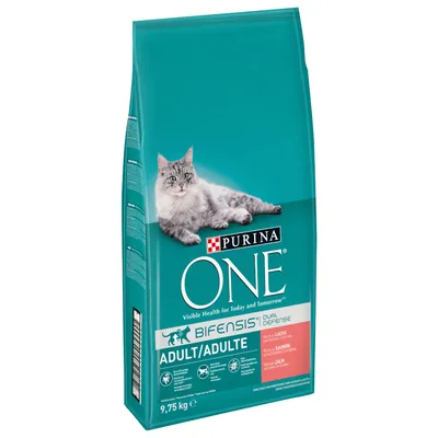 Purina ONE Adult karma dla kotów z Bifensis Dual Defense, bogata w łososia. Opakowanie 9,75 kg.