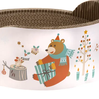 Cardboard Cat Furniture Relax Winter Edition - diameter 39 x (H) 14.5cm Cardboard Cat Furniture Relax Winter Edition - diameter 39 x (H) 14.5cm