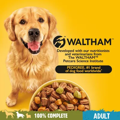 WALTHAM developed with nutritionists and veterinarians. PEDIGREE, number one brand of dog food worldwide. 100% complete. Adult.