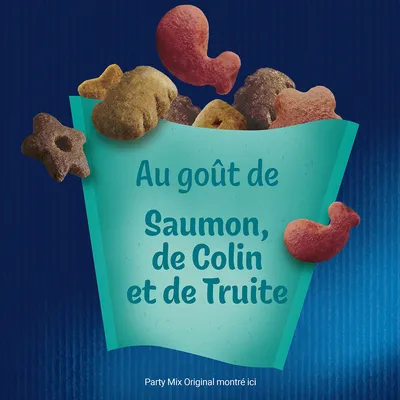 Au goût de Saumon, de Colin et de Truite. Party Mix Original montré ici.