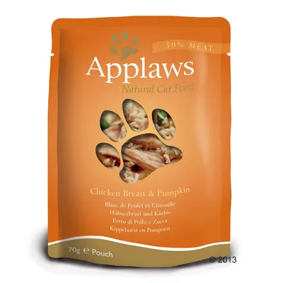 Applaws Natural Cat Food, 50% Meat, Hühnerbrust und Kürbis, 70g Pouch.