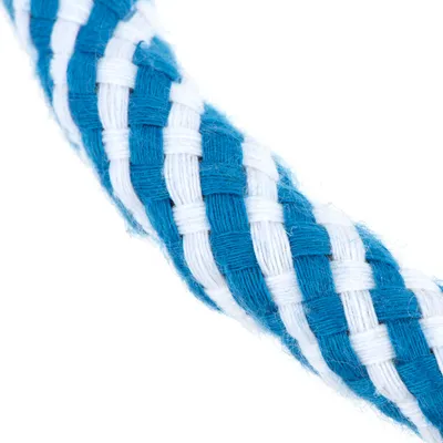 Fonott kötél kék és fehér színben, részletnézet.