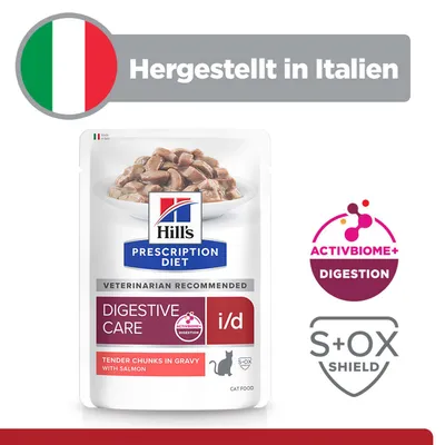 Hill's Prescription Diet Digestive Care i/d Katzenfutter mit Lachs, hergestellt in Italien, ActivBiome+ Digestion, S+OX Shield Hill's Prescription Diet Digestive Care i/d Katzenfutter mit Lachs, hergestellt in Italien, ActivBiome+ Digestion, S+OX Shield