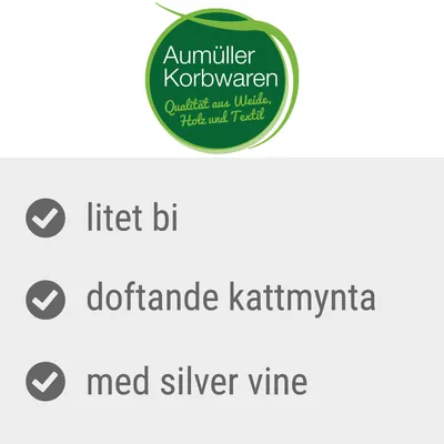 Aumüller Korbwaren. Qualität aus Weide, Holz und Textil. litet bi, doftande kattmynta, med silver vine.