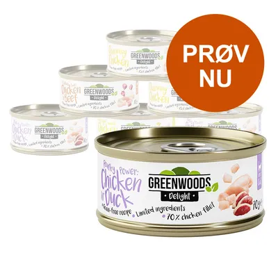 Blandet prøvepakke Kylling Greenwoods Delight 6 x 70 g 