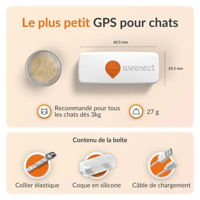 Weenect Tracker GPS XS pour animaux de compagnie pour chat Weenect Tracker GPS XS pour animaux de compagnie pour chat