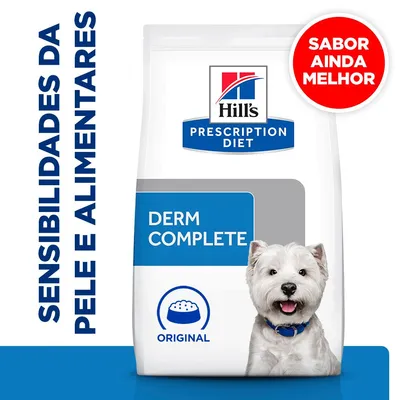 Hill's Prescription Diet Derm Complete Original. Sabor ainda melhor. Sensibilidades da pele e alimentares.