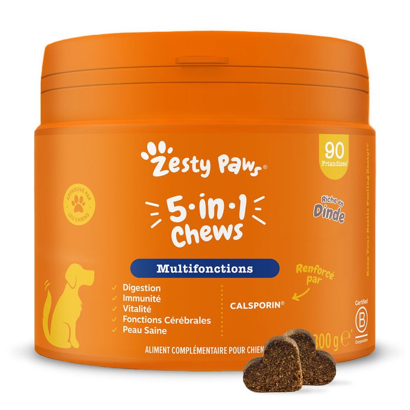 Zesty Paws 5-en-1 Chews dinde pour chien