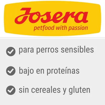 Josera petfood with passion. Para perros sensibles, bajo en proteínas, sin cereales y gluten.