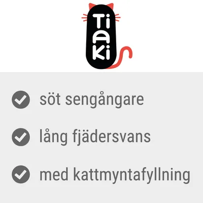 Tiaki. Söt sengångare, lång fjädersvans, med kattmyntafyllning.