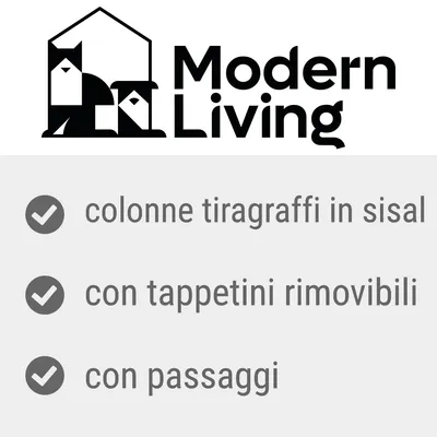 Modern Living, colonne tiragraffi in sisal, con tappetini rimovibili, con passaggi