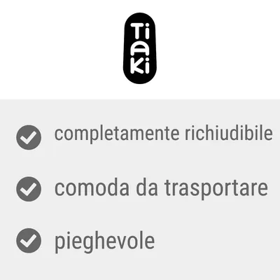 Tiaki, completamente richiudibile, comoda da trasportare, pieghevole