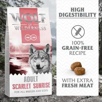 Wolf of Wilderness "Scarlet Sunrise" losos a tuňák - bez obilovin