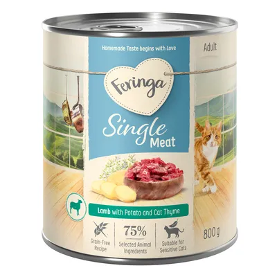 Feringa Single Meat Adult, bárány burgonyával és macskamentával, 75% válogatott állati összetevő, gabonamentes, érzékeny macskák számára alkalmas, 800 g-os konzerv. Feringa Single Meat Adult, bárány burgonyával és macskamentával, 75% válogatott állati összetevő, gabonamentes, érzékeny macskák számára alkalmas, 800 g-os konzerv.