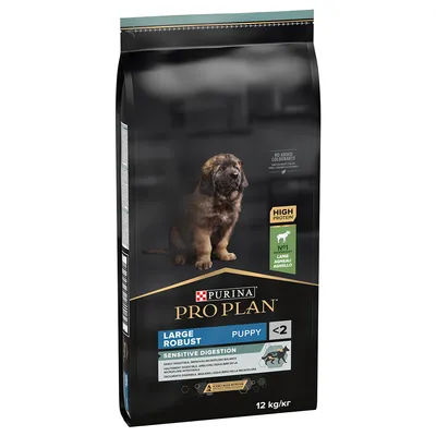 Purina Pro Plan Large Robust Puppy <2 Sensitive Digestion cu miel, proteină ridicată, fără coloranți, pachet 12 kg.