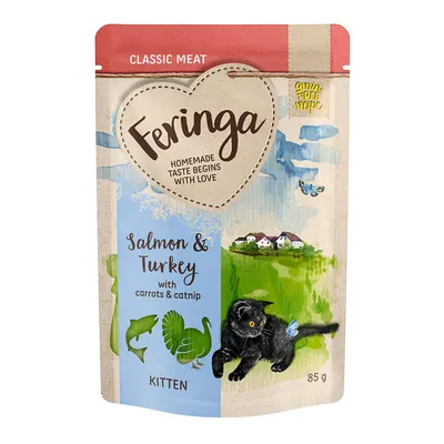 Feringa Classic Meat, salmon & turkey with carrots and catnip, kitten, 85 g, grain-free recipe.