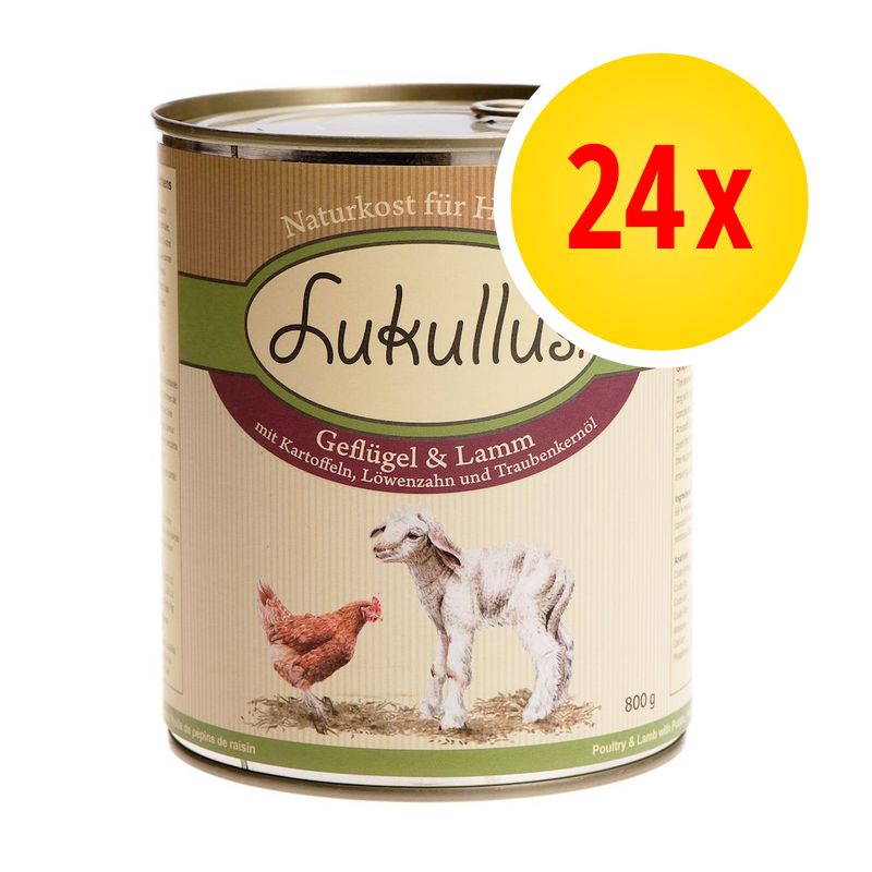 Lukullus 24 x 800 g -säästöpakkaus lajitelma I (4 makua)
