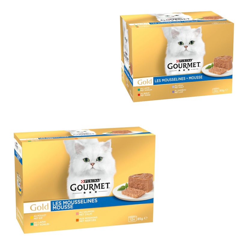 Purina Gourmet Gold 96 x 85 g + Gourmet Mousse 24 x 85 g ¡gratis!