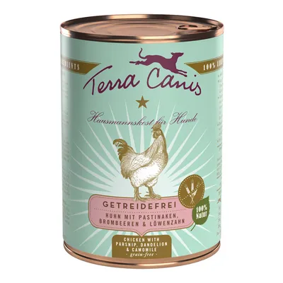 Terra Canis Hausmannskost für Hunde, GETREIDEFREI, Huhn mit Pastinaken, Brombeeren & Löwenzahn, 100 % Natur, Chicken with parsnip, dandelion & camomile, grain-free Terra Canis Hausmannskost für Hunde, GETREIDEFREI, Huhn mit Pastinaken, Brombeeren & Löwenzahn, 100 % Natur, Chicken with parsnip, dandelion & camomile, grain-free