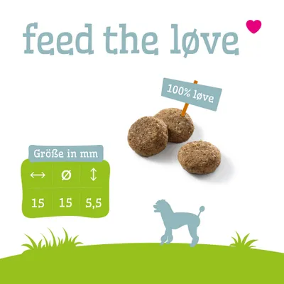 feed the løve, 100% løve. Afmeting in mm: diameter 15, hoogte 5,5. Drie ronde snacks afgebeeld. feed the løve, 100% løve. Afmeting in mm: diameter 15, hoogte 5,5. Drie ronde snacks afgebeeld.