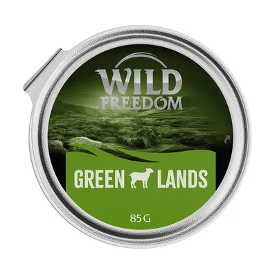 Wild Freedom Green Lands, 85g. Product label shows green landscape and text with a sheep icon.