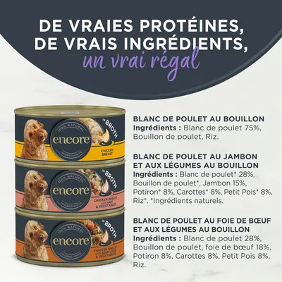 Lot mixte Encore en bouillon 5 x 156 g boîtes pour chien