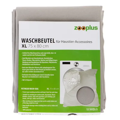 Waschbeutel XL 75x80 cm für Haustier-Accessoires. Schützt Waschmaschine, geeignet für Decken, Kleidung, Halsbänder. Verhindert Schäden durch Schnallen. Material: 100% Polyester.