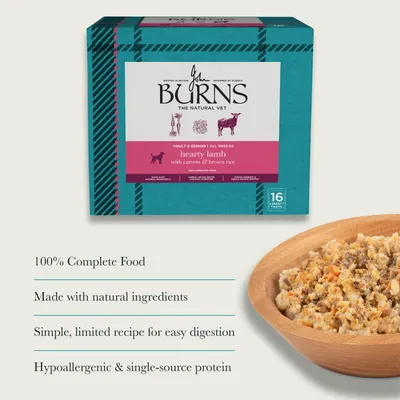 Burns Wet Food for Dogs 16 x 395g - Hearty Lamb with Carrots & Brown Rice Burns Wet Food for Dogs 16 x 395g - Hearty Lamb with Carrots & Brown Rice