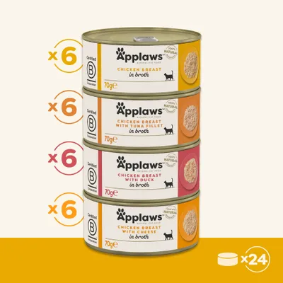 Sparpaket Applaws in Brühe 48 x 70 g - Hähnchenauswahl (4 Varianten) Sparpaket Applaws in Brühe 48 x 70 g - Hähnchenauswahl (4 Varianten)