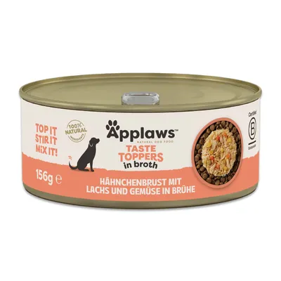 Sparpaket Applaws Taste Toppers Natural in Brühe 48 x 156 g - Huhn mit Lachs Sparpaket Applaws Taste Toppers Natural in Brühe 48 x 156 g - Huhn mit Lachs