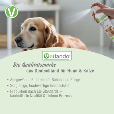 Vetlando. Die Qualitätsmarke aus Deutschland für Hund & Katze. Schutz und Pflege, hochwertige Inhaltsstoffe, Produktion nach EU-Standards, kontrollierte Qualität und sichere Prozesse. Vetlando. Die Qualitätsmarke aus Deutschland für Hund & Katze. Schutz und Pflege, hochwertige Inhaltsstoffe, Produktion nach EU-Standards, kontrollierte Qualität und sichere Prozesse.