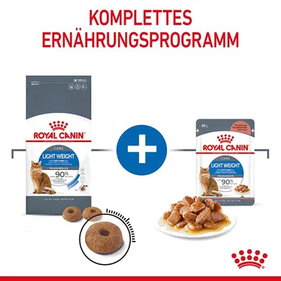 Royal Canin Light Weight Care Trocken- und Nassfutter für Katzen. Komplettes Ernährungsprogramm mit 90% nachgewiesenen Ergebnissen zur Gewichtskontrolle.