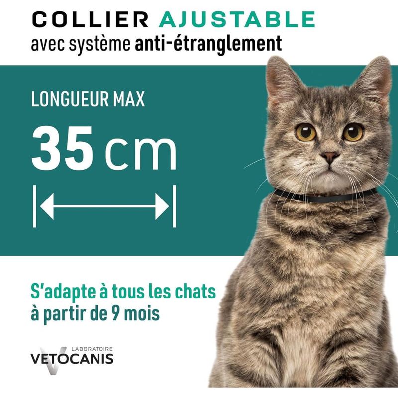 Collier répulsif contre les puces et les tiques Vetocanis pour chat