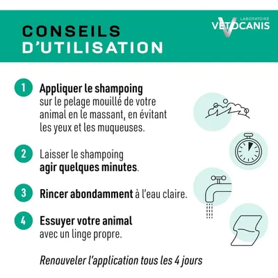 Shampooing répulsif contre les puces et les tiques Vetocanis pour chat Shampooing répulsif contre les puces et les tiques Vetocanis pour chat