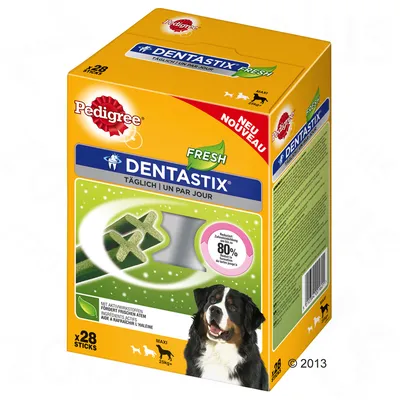 Pedigree Dentastix Fresh, täglich, 28 Sticks, Maxi ab 25 kg, mit Aktivwirkstoffen zur Reduzierung von Zahnbelag um bis zu 80%, fördert frischen Atem.