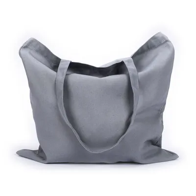 Borsa shopper in tessuto grigio con due manici, senza marchi o scritte visibili. Borsa shopper in tessuto grigio con due manici, senza marchi o scritte visibili.