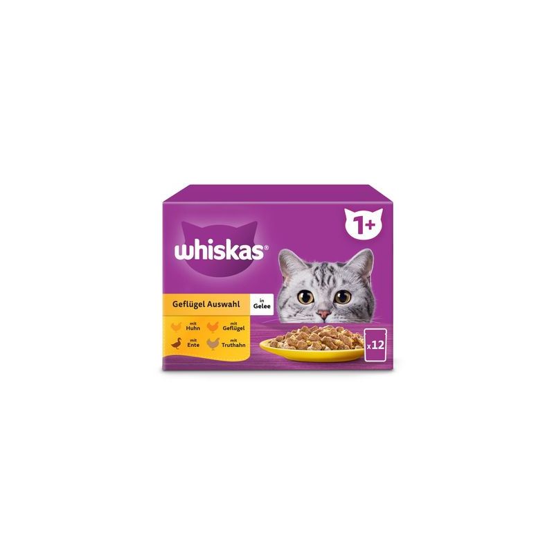 Gemengd Pakket Whiskas 1+ Adult Maaltijdzakjes 12 x 85 g Kattenvoer