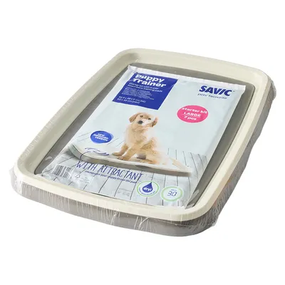 Savic Puppy Trainer Starter Kit Large, 7 pezzi. Include tappetini per l’addestramento cuccioli con attrattivo, misura 62 x 48 cm. Con tecnologia Drylock e garanzia 30 giorni.