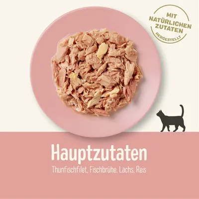 Hauptzutaten: Thunfischfilet, Fischbrühe, Lachs, Reis. Mit natürlichen Zutaten hergestellt.