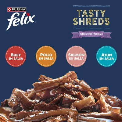 Felix Tasty Shreds 120 x 80 g - Jumbopack - Selección mixta en salsa Felix Tasty Shreds 120 x 80 g - Jumbopack - Selección mixta en salsa
