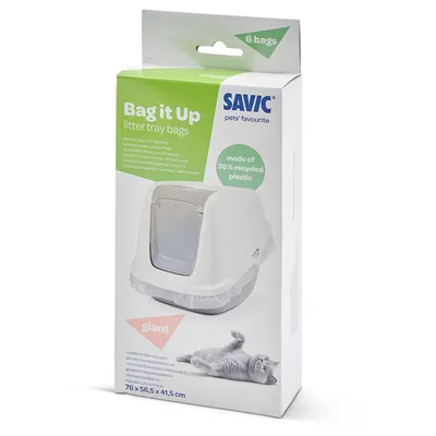 Savic Bag it Up Litter Tray Bags, 6 Beutel, aus 30% recyceltem Plastik, geeignet für Katzentoiletten bis zu 76 x 56,5 x 41,5 cm. Giant Grösse.