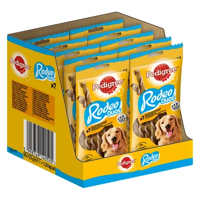 Pedigree Rodeo Duos лакомства для собак, упаковка 7 штук, омега-3, без искусственных красителей и ароматизаторов. Общий вес: 1,23 кг.