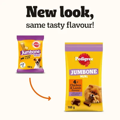 PEDIGREE® JUMBONE™ Mini Adult Small Dog Treats Chicken & Lamb - 4 Chews (160g)