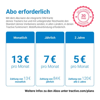 Abo erforderlich. Monatlich: 13€ pro Monat, jährlich: 7€ pro Monat (84€ jährlich), 2 Jahre: 5€ pro Monat (120€ alle 2 Jahre). 30-Tage-Geld-zurück-Garantie.