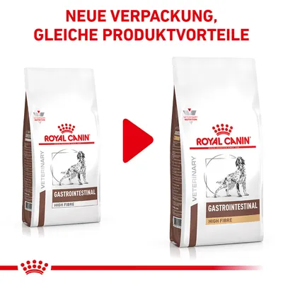 Royal Canin Gastrointestinal High Fibre. Neue Verpackung, gleiche Produktvorteile.