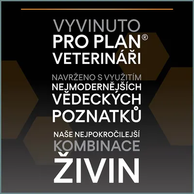 Vyvinuto PRO PLAN veterináři. Navrženo s využitím nejmodernějších vědeckých poznatků. Naše nejpokročilejší kombinace živin.