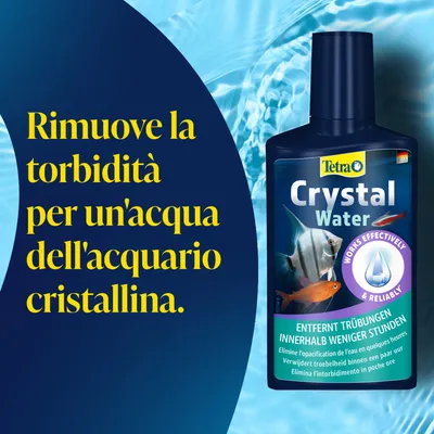 Tetra Crystal Water elimina la torbidità nell’acqua dell’acquario entro poche ore. Per un’acqua cristallina nell’acquario. Tetra Crystal Water elimina la torbidità nell’acqua dell’acquario entro poche ore. Per un’acqua cristallina nell’acquario.